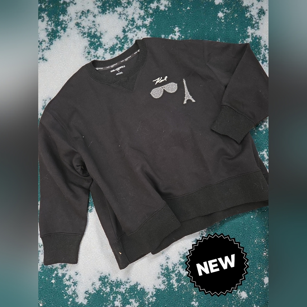 New Karl Lagerfeld Eifel Tower rhinestone Sweatshirt Women size 1X  Or 3X